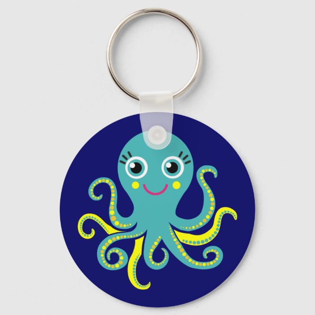Blue and Yellow Octopus Key Ring (Front)
