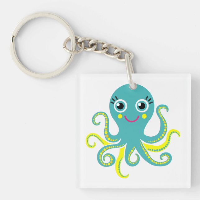 Blue and Yellow Octopus Key Ring (Front)
