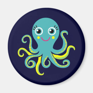 Blue and Yellow Octopus Magnet