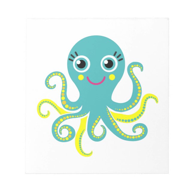 Blue and Yellow Octopus Notepad (Front)