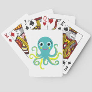 Blue and Yellow Octopus Playing Cards