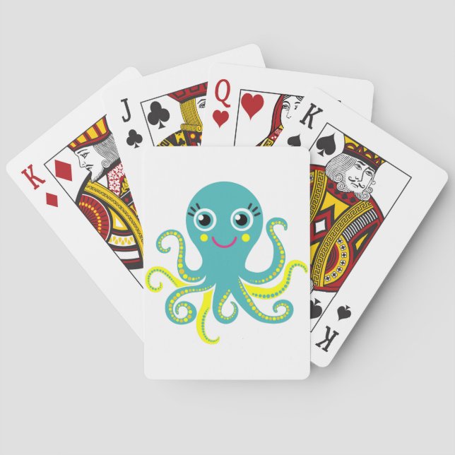 Blue and Yellow Octopus Playing Cards (Back)