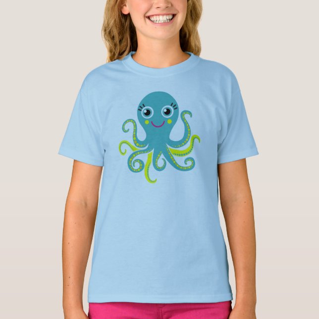 Blue and Yellow Octopus T-Shirt (Front)