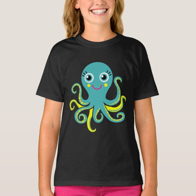 Blue and Yellow Octopus T-Shirt (Front)