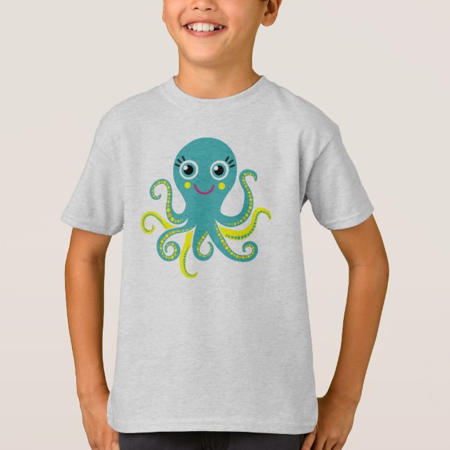 Blue and Yellow Octopus T-Shirt (Front)