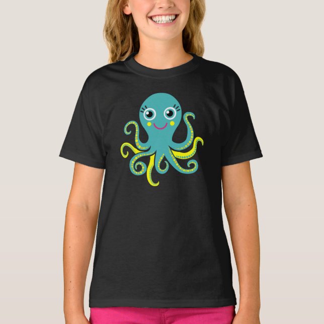 Blue and Yellow Octopus T-Shirt (Front)