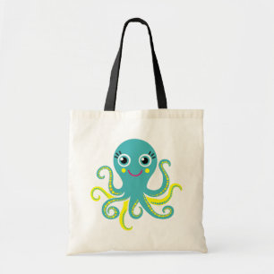 Blue and Yellow Octopus Tote Bag