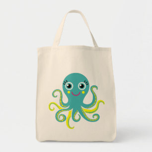 Blue and Yellow Octopus Tote Bag