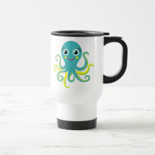 Blue and Yellow Octopus Travel Mug