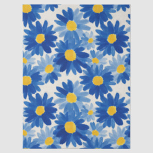 Blue and yellow painterly flowers tissue paper
