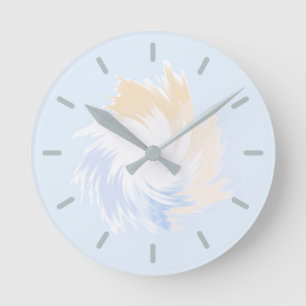 Blue and Yellow Pastel Spinning Shape Round Clock