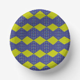 blue and yellow pattern design paper plate