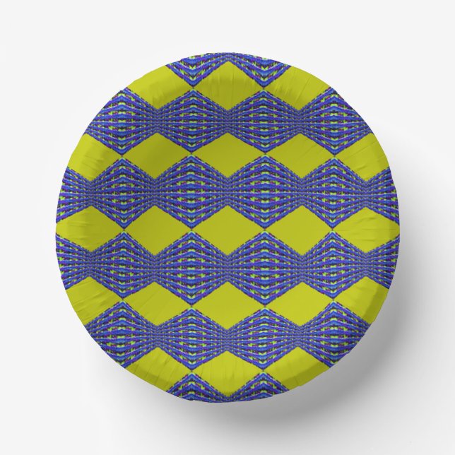 blue and yellow pattern design paper plate (Front)