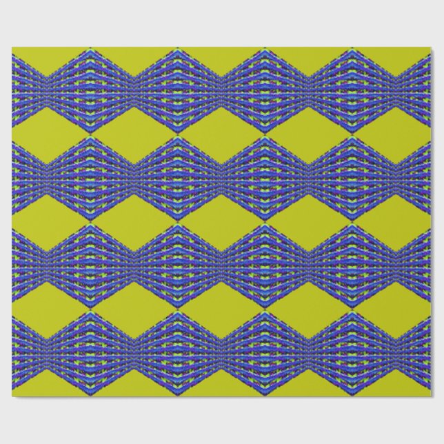 blue and yellow pattern design wrapping paper (Flat)