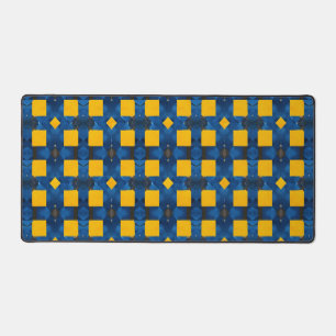 Blue and yellow pattern desk mat