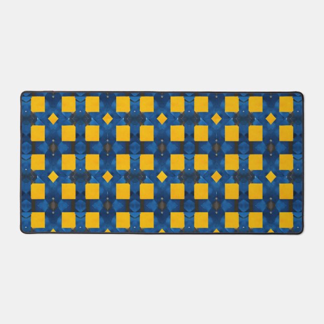 Blue and yellow pattern desk mat (Front)