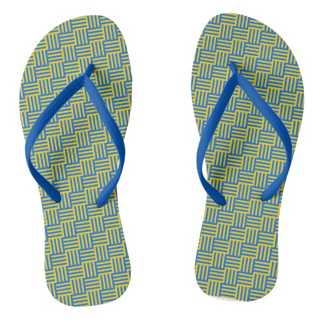 Blue and Yellow Pattern Jandals (Footbed)