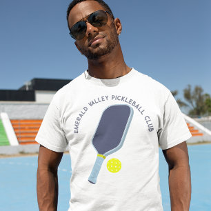Blue and Yellow Pickleball Paddle Personalised T-Shirt
