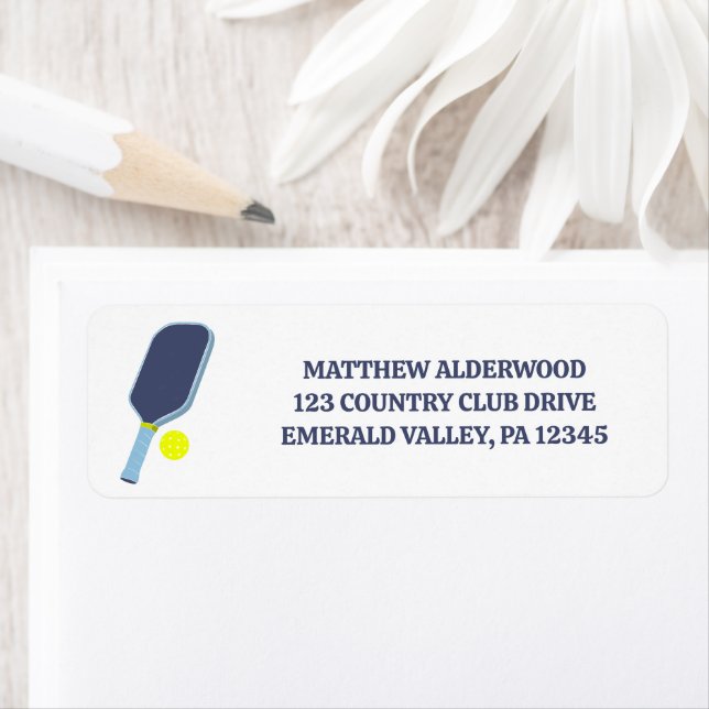 Blue and Yellow Pickleball Paddle Return Address (Insitu)