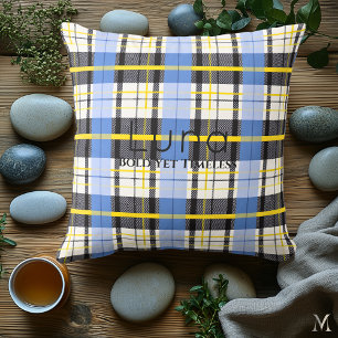 Blue and Yellow Plaid   Custom Bold Tartan Home Cushion