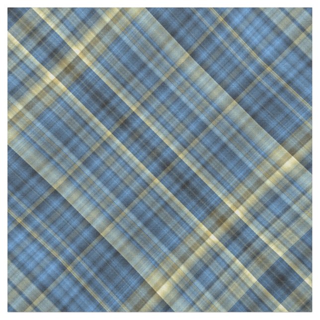 Blue and yellow plaid fabric (Close Up)