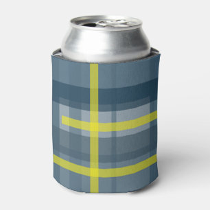 Blue and yellow plaid pattern can cooler