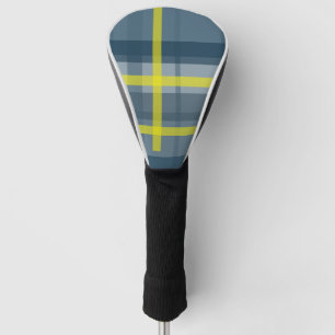Blue and yellow plaid pattern golf head cover