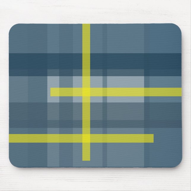 Blue and yellow plaid pattern mouse pad (Front)