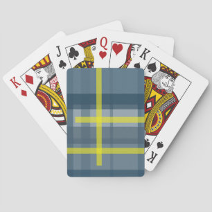 Blue and yellow plaid pattern playing cards