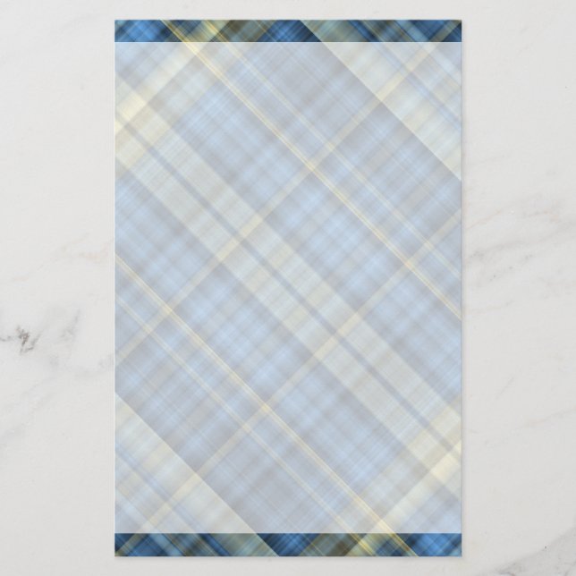 Blue and yellow plaid pattern stationery (Front)