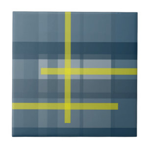 Blue and yellow plaid pattern tile