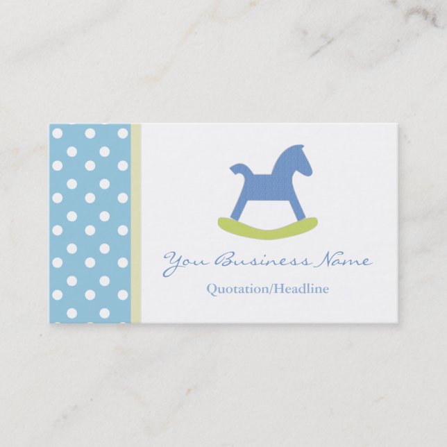 Blue and Yellow Polka Dot Business Card (Front)