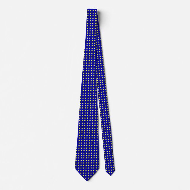 Blue and Yellow Polka Dot Customisable Tie (Front)