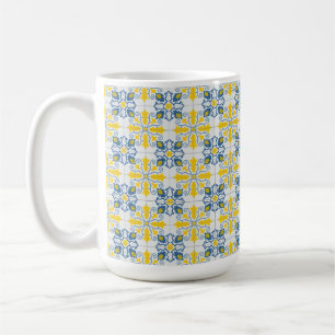 Blue and yellow pretty Portuguese tiles pattern Coffee Mug