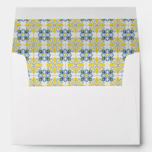 Blue and yellow pretty Portuguese tiles pattern Envelope