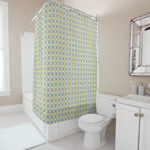 Blue and yellow pretty Portuguese tiles pattern Shower Curtain