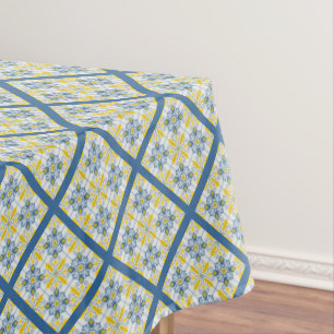 Blue and yellow pretty Portuguese tiles pattern Tablecloth