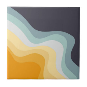Blue and yellow retro style waves tile