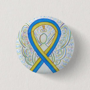 Blue and Yellow Ribbon Awareness Angel Pins