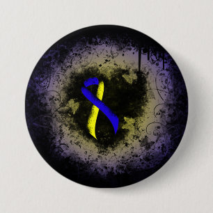 Blue and Yellow Ribbon Grunge 7.5 Cm Round Badge