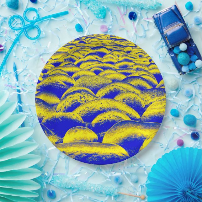 Blue and Yellow Rockscape Paper Plate (Party)