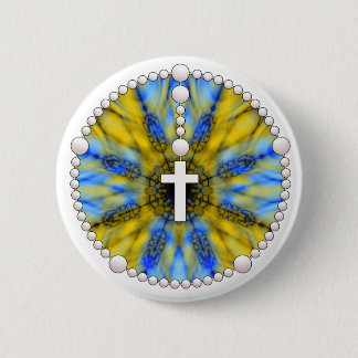 Blue and Yellow Rosary Dream Catcher 6 Cm Round Badge