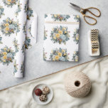 Blue and Yellow Roses Wedding Bouquet Wrapping Paper<br><div class="desc">Blue and Yellow wedding bouquet on a white background.  This wrap is available in all sizes of rolls.  
You can wrap small gifts or really large ones depending on the size you choose.</div>