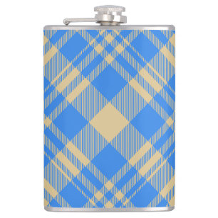 Blue and Yellow Scottish Tartan Plaid Hip Flask