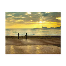 Blue and yellow seaside landscape