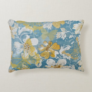 Blue and Yellow Shabby Cottage Butterfly Decorative Cushion