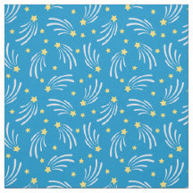 Blue and Yellow Shooting Star Fabric by the Yard