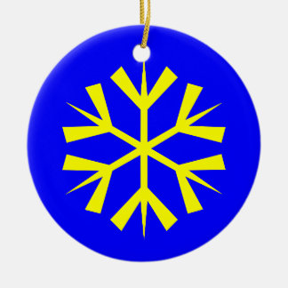 Blue and Yellow Snowflake Ceramic Tree Decoration