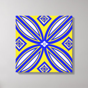 Blue And Yellow Spanish Tile Canvas Wall Art