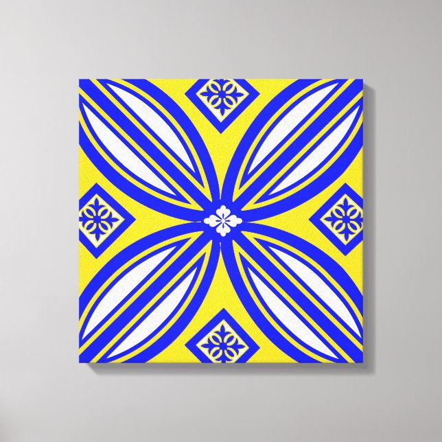 Blue And Yellow Spanish Tile Canvas Wall Art (Front)